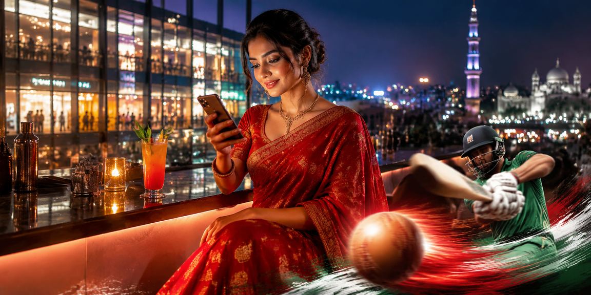 A user in traditional attire in Bogura enjoying cricket betting